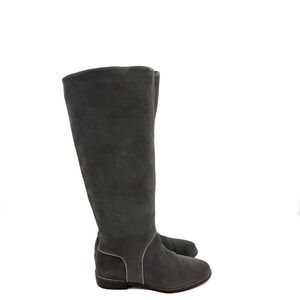 UGG Daly Tall Boot Size 8 Gray Leather Riding Knee High Flat Classic 1020257